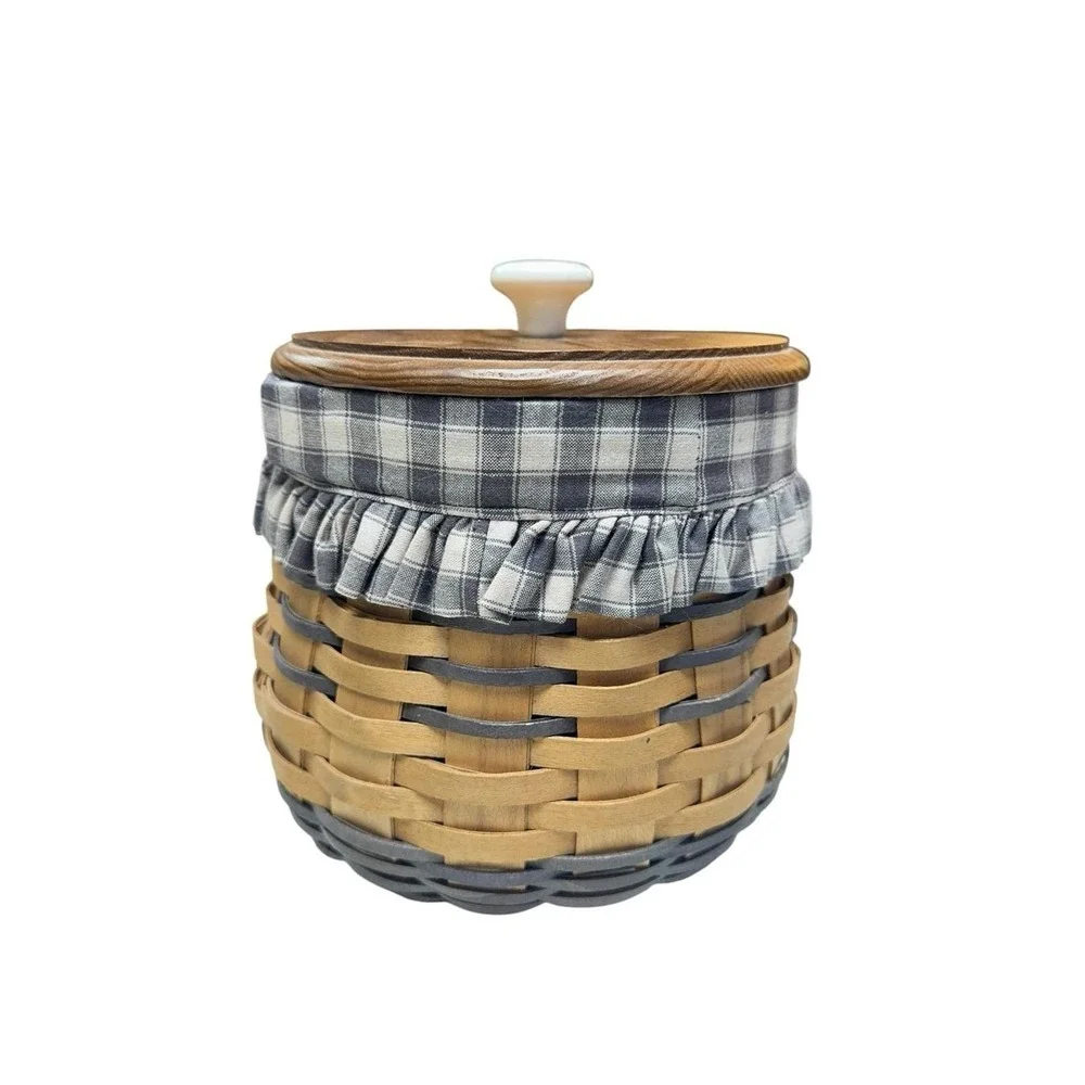 American Traditions Cookie Basket Set w Lid‎ Liner Divider 2000 Farmhouse USA